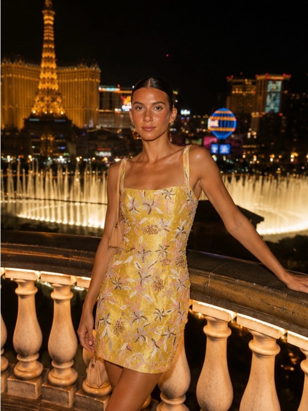 NWT LA FUORI GOLDEN HOUR LILY EMBROIDERED SILK MINI DRESS